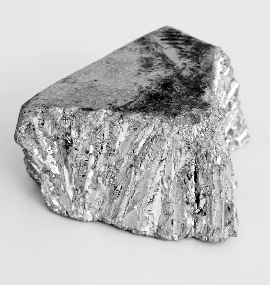 A chunk of raw metallic mineral