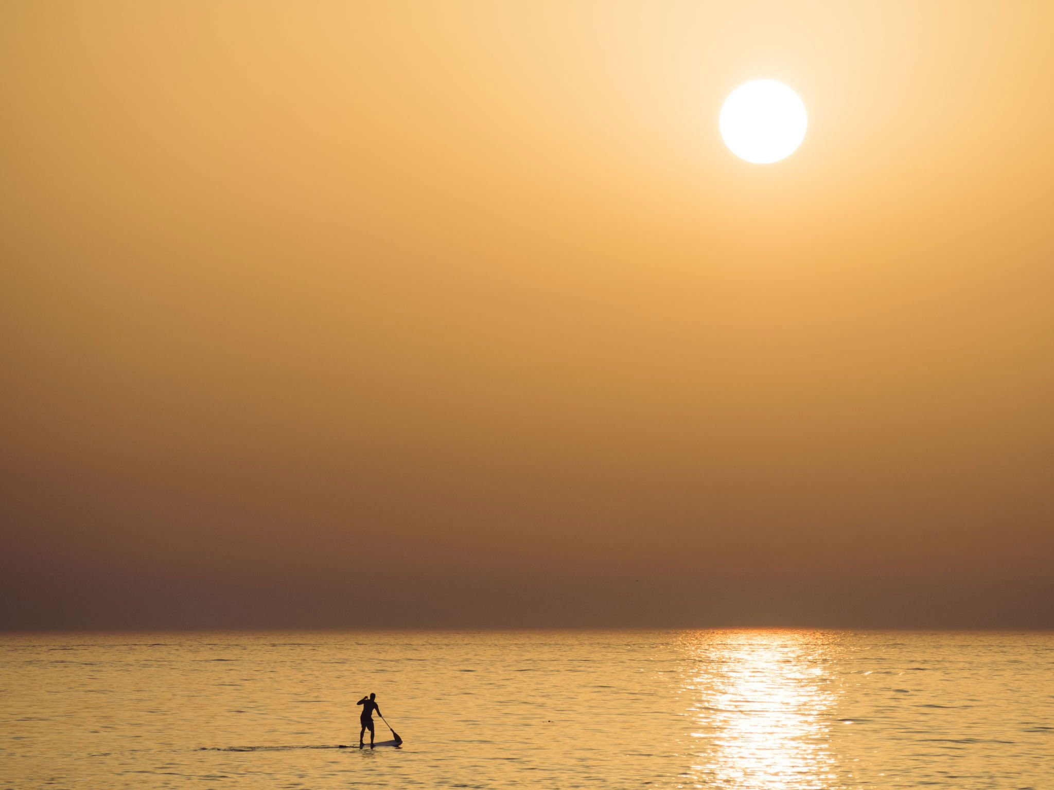 The sun low on the horizon at first light